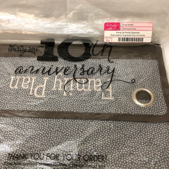 thirty-one Other - Thirty One Hang Up Family Organizer GREY PIN DOTS